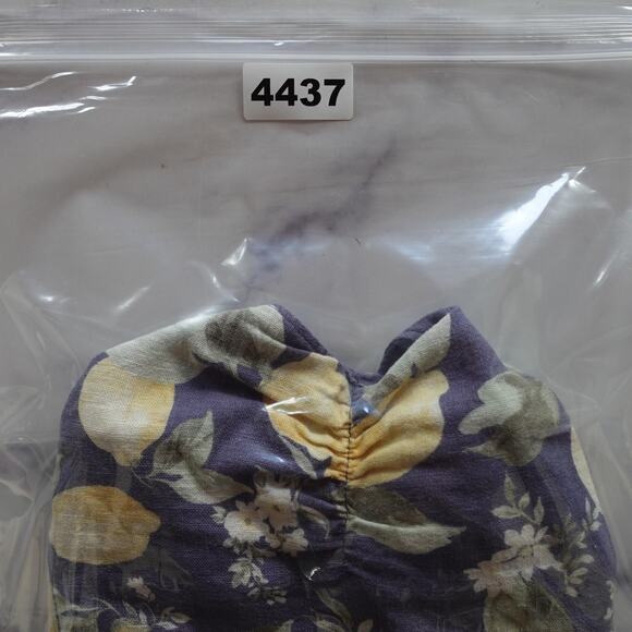 Abercrombie & Fitch Tank Top Womens Large Blue Lemon Linen Cropped Smocked - Picture 8 of 9